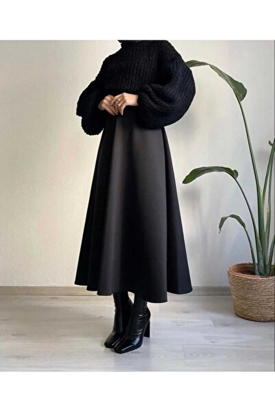 MODA VEDAT Fusta evazată Puff Scuba pentru femei