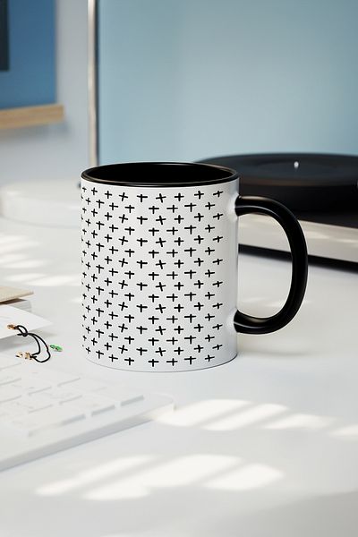feinas Textured Black Porcelain Mug