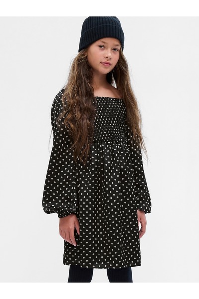 GAP Kız Çocuk Siyah Puantiye Desenli Elbise
