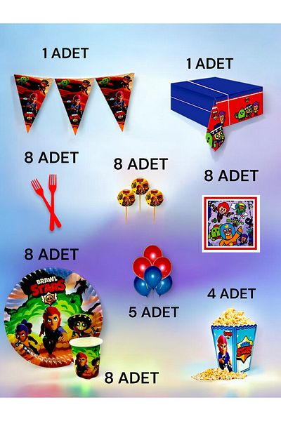 VibeHome 8 Person Brawlstars Themed XL Pack - Birthday Party & Fun Events