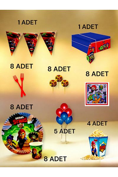 VibeHome 8 Person Brawlstars Themed XL Pack - Birthday Party & Fun Events