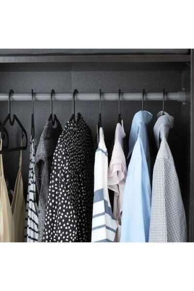 GORILLA 24 Adet Elbise Askısı Fular Askısı Gömlek Tişört Askısı Kırılmaz 24 Adetli Set Siyah