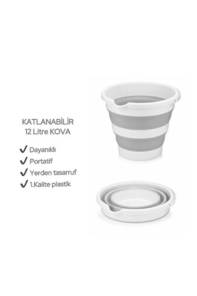 ViZKA Katlanabilir Silikon Bebek Yıkama Su Kovası , Akordiyon Katlanır Kova 1...