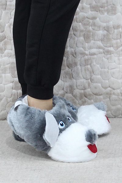 fort Papuci de pluș cu figurină drăguță de câine Papuci de femei moi cu animale