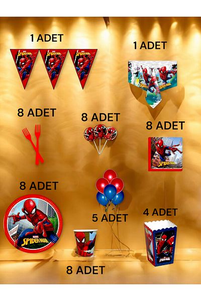 VibeHome 8 Person Spiderman Themed XL Package - Birthday Party and Fun Events