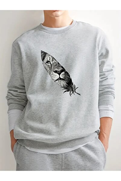 LAND MODA Unisex dukserica sa lavljim perjem Štampano