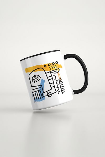 feinas كوب بورسلين أسود من Art Art