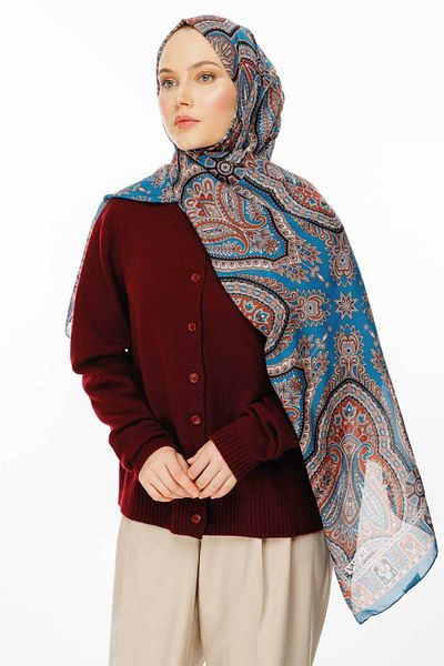 VALORSCARF Şal cu model rustic petrol