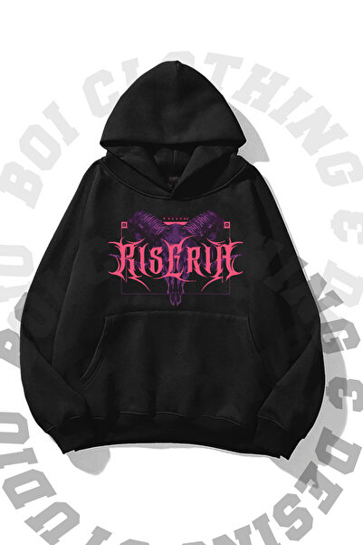 Boi Унісекс Oldskull Demon Rise Gothic Oversize Світшот з капюшоном - 3 нитки...