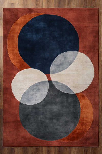 Rugs Modern Halı Musé Atelier Kiremit Modern Geometrik Desen Dokuma Taban Dek...