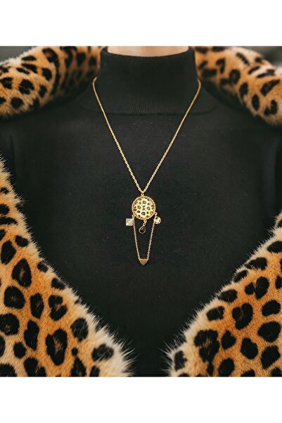 MR Gold Burma Zincirli Leopar Desen Kolye
