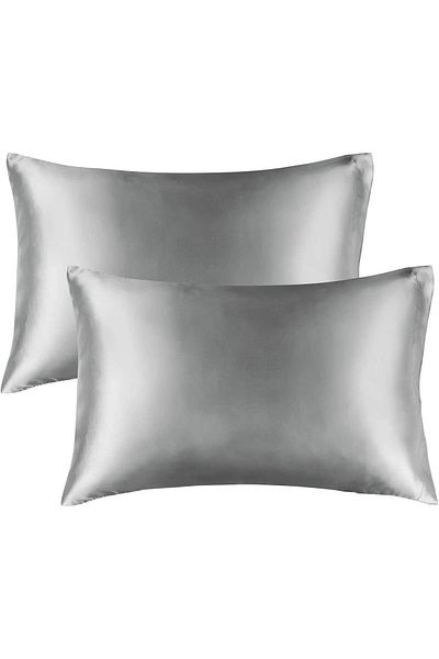 STOREMAX Pillowcase, queen size, curly hair, silky structure (queen (50x75), silver)