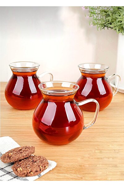 CEZVE HOME Set of 6 Borosilicate Glass Tea Cups with Handles -200Ml