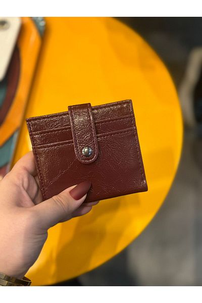 Moda Sekiz Women's Burgundy Magnet Closure 10 Compartment Card Holder Wallet