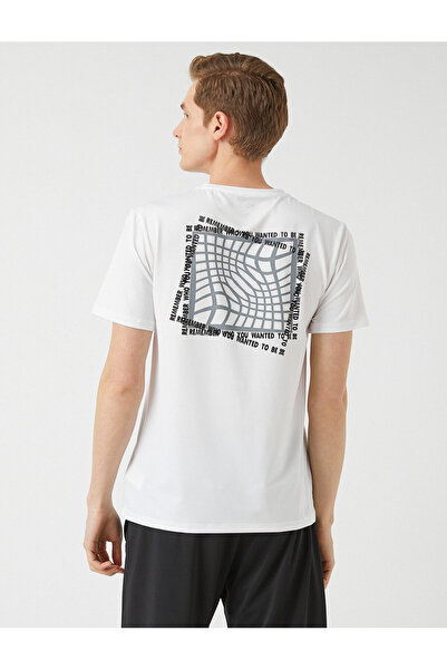 Koton Μπλουζάκι με κοντό μανίκι Crew Neck με σύνθημα τυπωμένο στην πλάτη