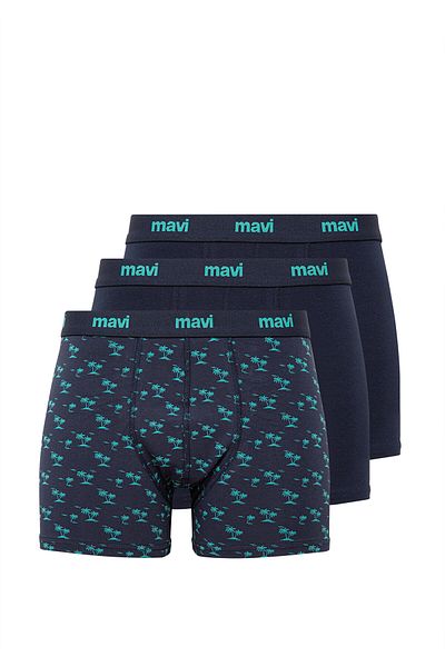 Mavi 3-teiliges bedrucktes marineblaues Boxerset0911506-70490