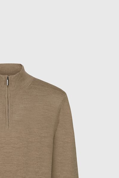 ALTINYILDIZ CLASSICS Ανδρικό πουλόβερ με κανονική εφαρμογή Camel Standard Fit Bato Collar