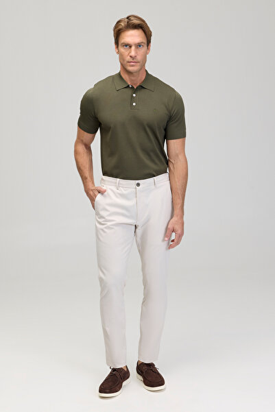 BROOKS BROTHERS Erkek Taş Standart Fit Cepli Performans Pantolon