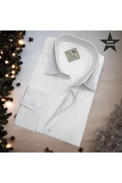 EREN STYLE Cămașă cu mânecă lungă din bumbac pentru bărbați (potrivire obișnuită)