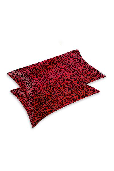 MonoHome 2 Pieces 100% Silk Satin Luxury Beauty Pillow - Red Leopard