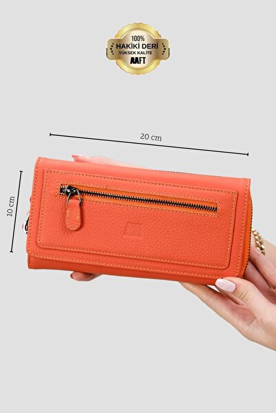 Deriza Кварц 2718 Жіночий гаманець з натуральної шкіри на блискавці, помаранчевий