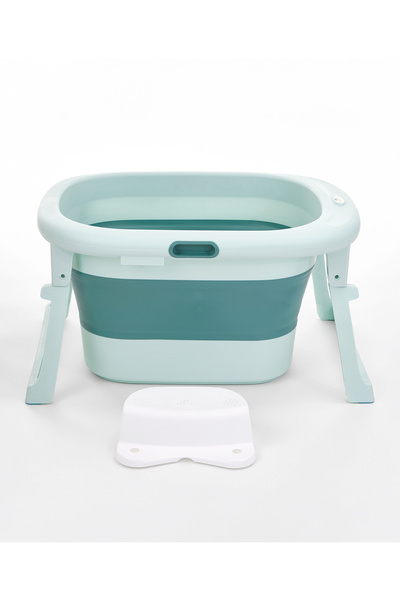 Fab N Funky حوض استحمام قابل للطي للأطفال - أخضر، مضاد للانزلاق، محمول، ارتفا...