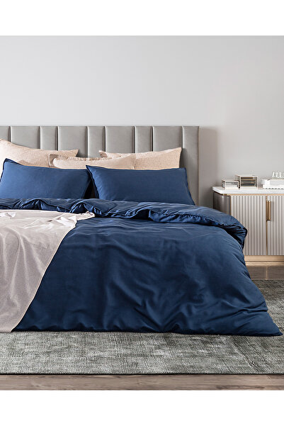 Madame Coco Loire King Size Tencel Duvet Cover Set (Tencel) ™   ) - Navy Blue