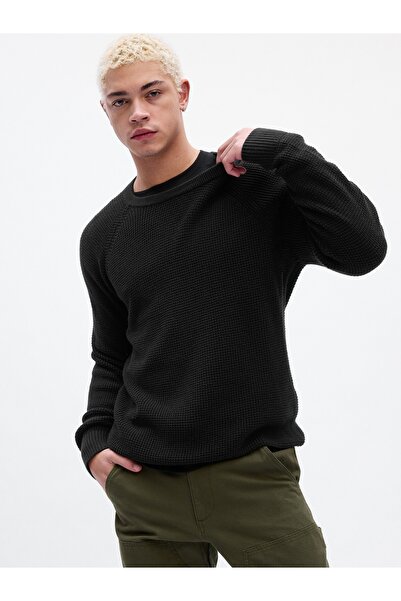 GAP Erkek Siyah Dokulu Sıfır Yaka Kazak