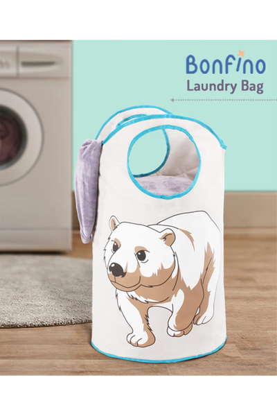 Bonfino حقيبة غسيل بطبعة دب من بونفينو للأطفال من سن 3 سنوات فما فوق - متينة، محمولة، بتصميم موفر للمساحة