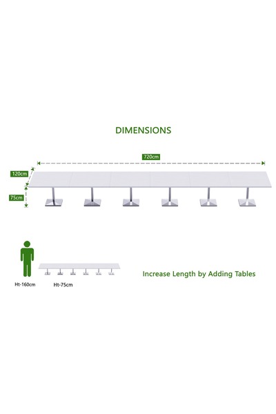 Mahmayi Ristoran 500PE 24-Seater Square Pantry Table Home & Kitchen Organization-White,720Cm