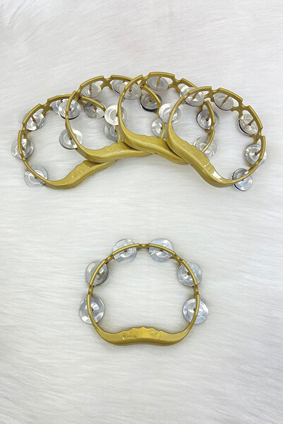 ZEYMERADE Gold Gelin Nedime Tefi, Kına Gecesi Düğün Sünnet Zilli Tef 5 Adet