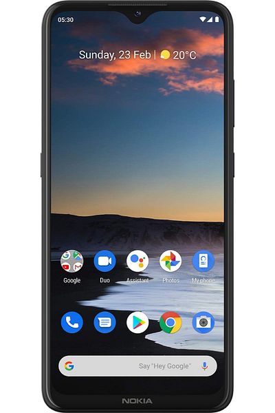 Nokia هاتف ذكي يعمل بنظام أندرويد 5.3، ذاكرة وصول عشوائي سعتها 4 جيجابايت، وذاكرة تخزين 64 جيجابايت، وكاميرا رباعية مع تقنية التصوير بالذكاء الاصطناعي - فحمي