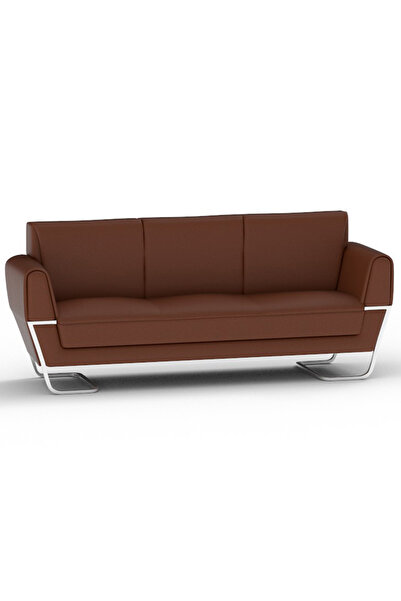 Mahmayi أريكة بثلاثة مقاعد من الجلد الصناعي باللون البني، أثاث عصري وأنيق لغرفة المعيشة