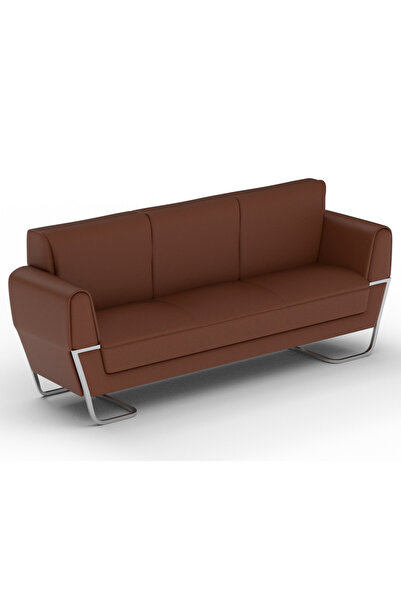 Mahmayi أريكة بثلاثة مقاعد من الجلد الصناعي باللون البني من شوكو، أثاث عصري وأنيق لغرفة المعيشة