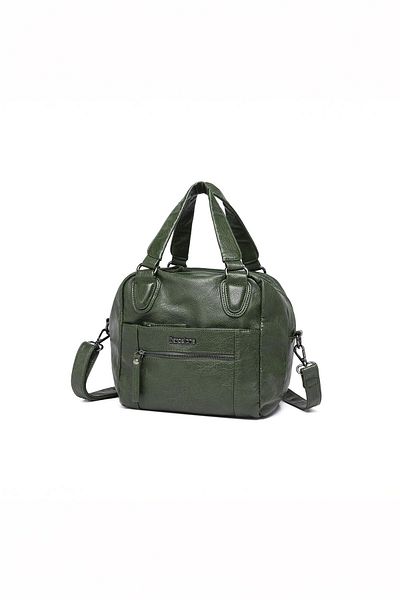 Getcho Regan Women's Green Medium Size Hand and Shoulder Bag Multi-Pocket Zippered Short Handle and Long Strap Daily