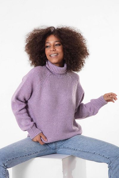 Figo Turtleneck Raglan Sleeve Ribbed Knitwear Sweater