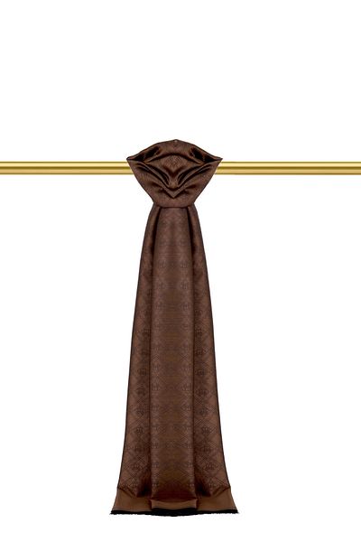 Bursa İpek Μεταξωτό σάλι ζακάρ με μοτίβο Bitter Brown Monogram