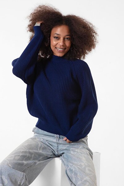 Figo Кофта з круглим коміром, рукавами реглан і ребрами