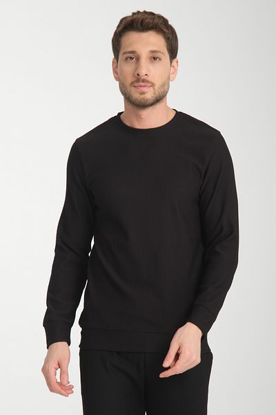 KAPHONE Men's Self-Striped Crew Neck (Jamber) Top Sweater