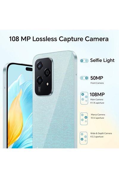 HONOR 200 لايت، 5G ثنائي الشريحة، ذاكرة وصول عشوائي 8 جيجابايت، ذاكرة تخزين داخلية 256 جيجابايت، كاميرا خلفية ثلاثية 108 ميجابكسل، لون سماوي - إصدار عالمي