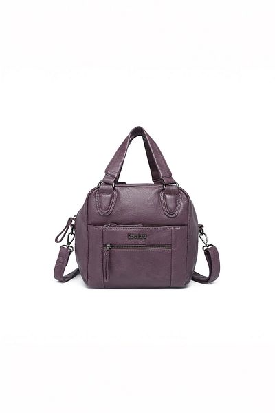 Getcho Regan Women's Plum Medium Size Hand and Shoulder Bag Multi-Pocket Zippered Short Handle and Long Strap Daily