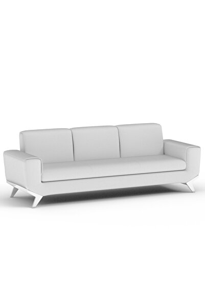 Mahmayi أريكة بثلاثة مقاعد من الجلد الصناعي باللون الأبيض، أثاث عصري وأنيق لغ...