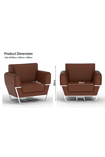 Mahmayi Choco Brown PU Leatherette Single Seater Sofa, Comfortable Living Room Furniture