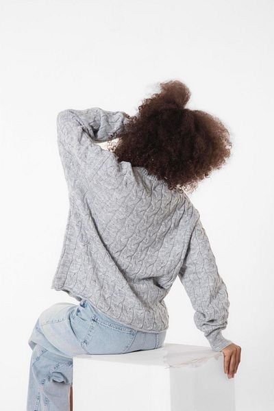 Figo Crew Neck Braided Women's Sweater