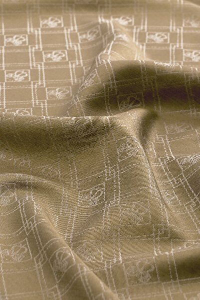 Bursa İpek Dark Stone Monogram Pattern Jacquard Silk Shawl
