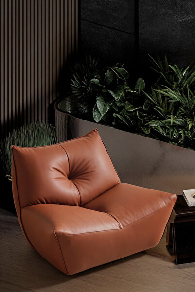 BEKALIVING Java Comfort Döner Metal Ayak Berjer Deri Kiremit