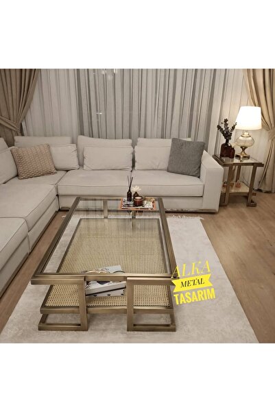 alkametal orta sehpa eskitme gold sehpa