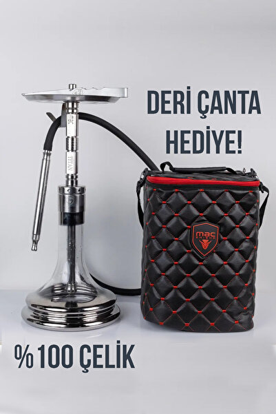 MAC SHISHA Gümüş Renk Mac Shisha Big Arizona Titan %100 Çelik Tam Takım Nargile Seti Büyük Boy Nargile Takımı