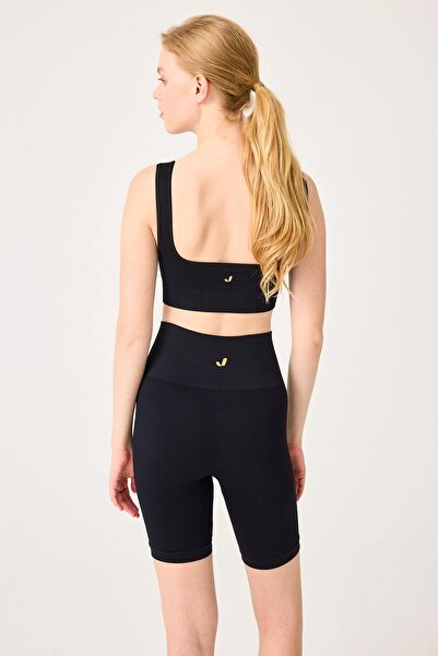 Jerf Holly Petek Desenli Yüksek Bel Biker Tayt Siyah