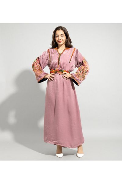 IKKXA Solid Embroidery Elegant Jalabiya